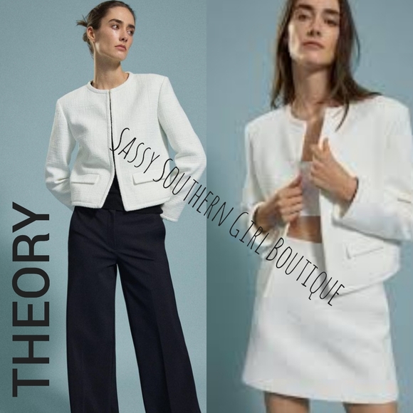 🆕⭐Tweed THEORY white tweed blazer - Picture 1 of 13
